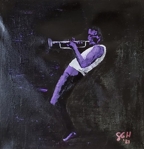 Miles Davis, Jazz Trumpeter - Acrylic on Canvas - 12x12" Sold