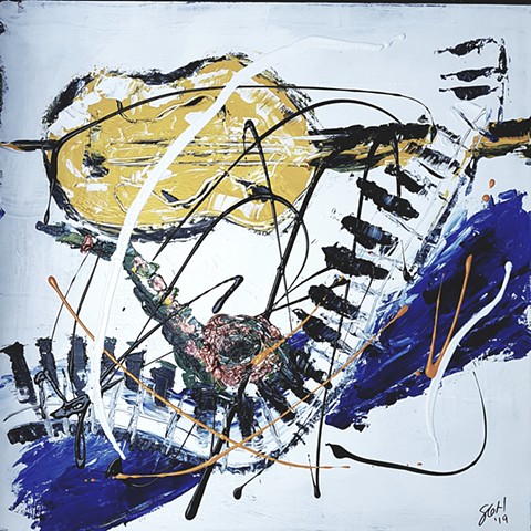 Trio de jazz 02-acrylic on canvas 24x24 -sold