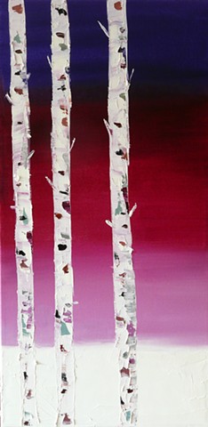Birches of Lac Tremblant en hiver  I  - Oil on Canvas - 12x24 - Jan 2013 - Sold