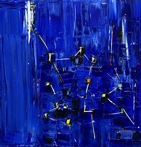 Complex System 02 Blue - Acrylic on canvas - 20x20