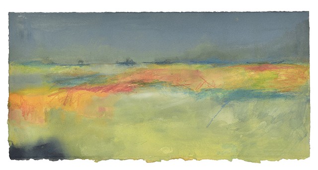 Mixed media painting of contemporary landscape by Edie Fagan