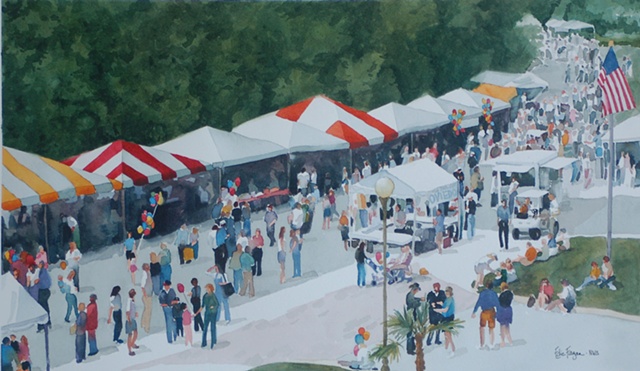Oviedo Florida Festival watercolor painting by Edie Fagan 