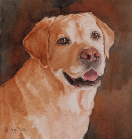 Edie Fagan Adored Dogs watercolor portrait of dog watercolor painting of yellow Labrador retriever lab dog