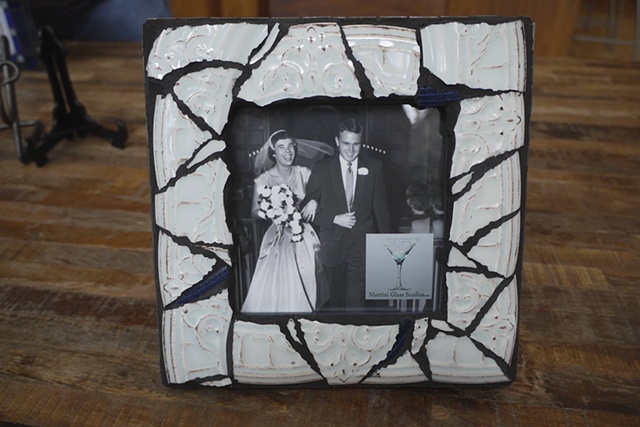 Light blue dish picture frame