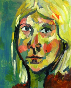 this is a self portrait oil painting of artist Rina Miriam Drescher