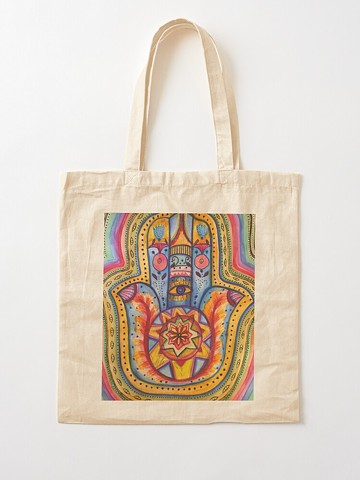 Hand Of Miriam, hamsa, tote bag, reusable, sustainable, bag