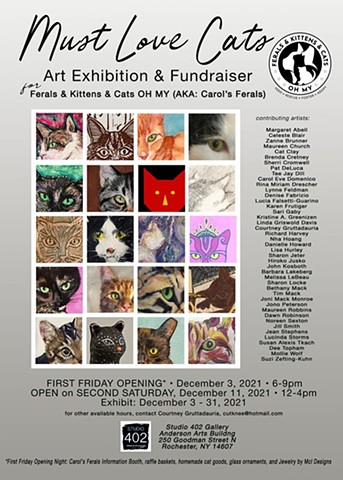 Cats, cat, cat Art, pet painting, pet portraits, Anderson Arts Building, Studio Harpy, Studio 402 Gallery, Rochester NY, artists, Hungerford Building, cat Art, cat paintings 