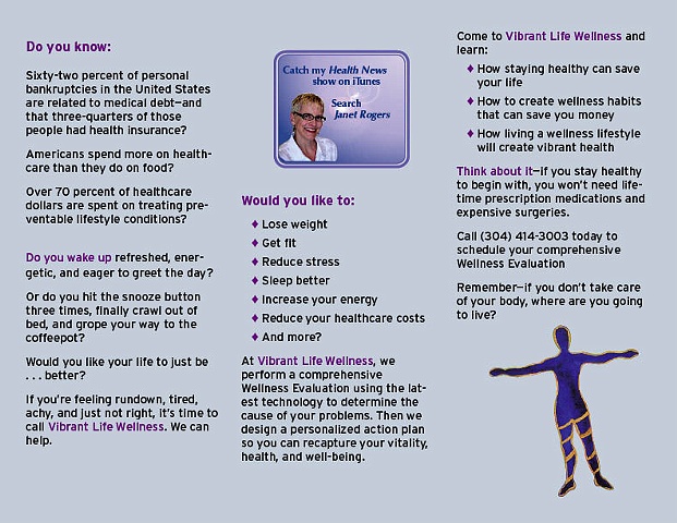 Vibrant Life Wellness Brochure, inside spread