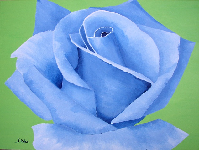 Blue Rose on Apple Green