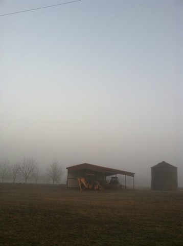 10. view of shed in fog (behind the pond house)