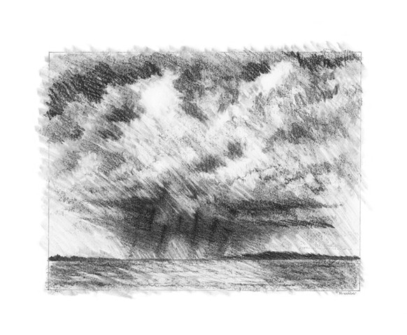 Rain Across The Bay, graphite