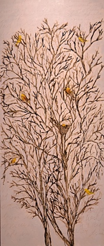 Yellow Warblers in Wild Plum Trees #1  (after John Keats' Ode to a Nightingale) 
