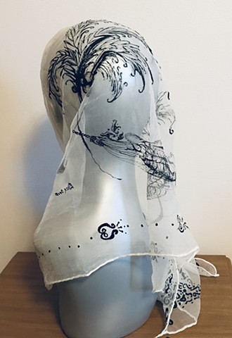 Veranda Couture Hand Painted Silk Chiffon Scarf