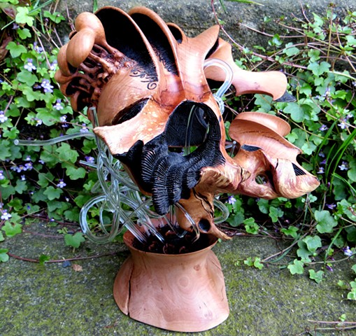 abstract wood hawthorn sculpture art mask mythology