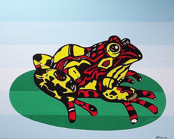 Poison Beauty, Acrylic On Canvas, Acrylic, Frog/s, Frog on Lilly, Lilly Pad, 