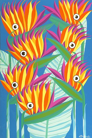 Bird of Paradise, Bird, Flowers Original Acrylic on Canvas by Hilton Stephenson