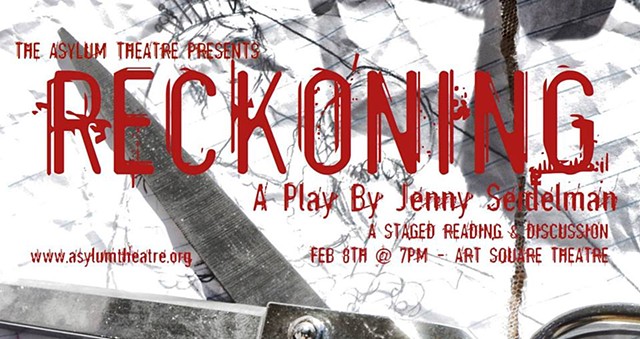 Banner for February 8, 2015 reading at the Asylum Theatre.