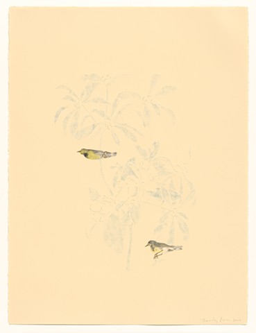 the composition is based on Audubon's print of the same title. the paper is carved on the back and cut through in some spots