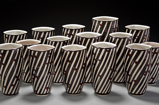 "Black Pattern Vase" Grouping