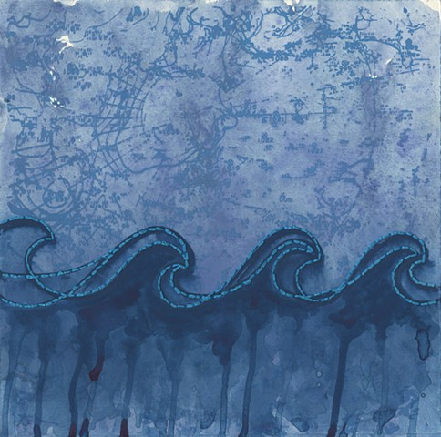 Melt center printmaking Paul Flippen drawing works on paper climate change