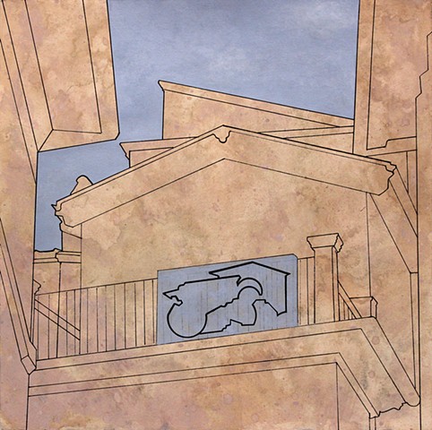 Above The Stairs Paul Flippen painting drawing
