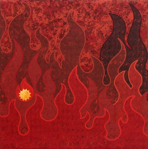Furnace painting Paul Flippen elements fire sun abstraction