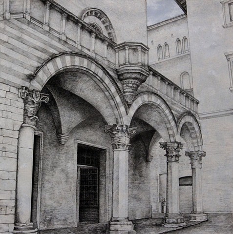 Perugia Palazzo dei Priori Paul Flippen drawing