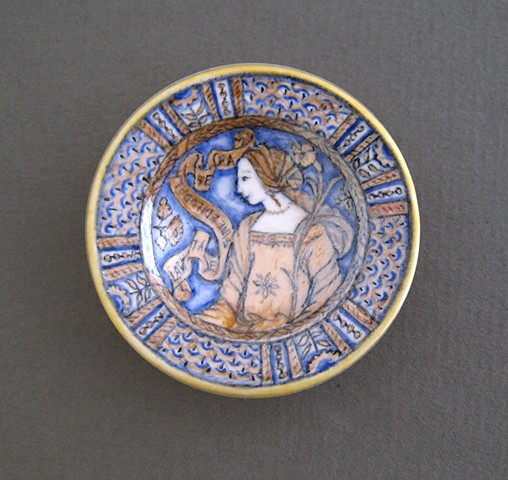 handmade miniature ceramic plate replica of antique