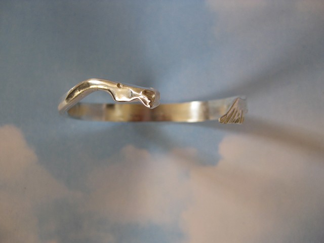forged sterling silver bracelet with horse head and tail