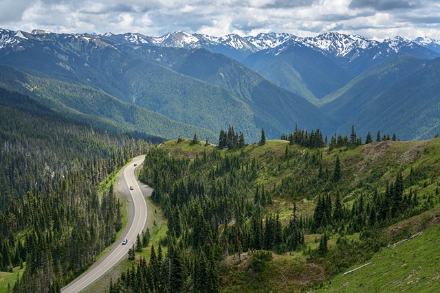 Next Day Arriving at Hurricane Ridge Visitor Centre with Bailey Range in Background

June 2019