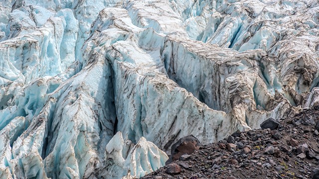 Hundred Meter Glacier Crevices