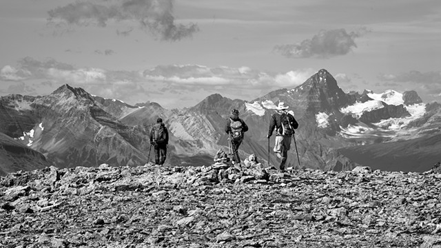 Leaving West Peyto - Mt Forbes in the Back Right (11,000 ft)ground