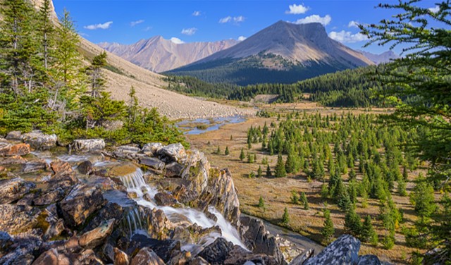 View of Skoki Mountain from on top of the Waterfall
