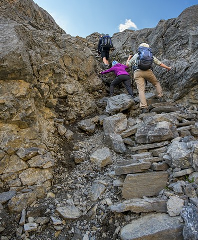 Clambering up to Merlin Lake