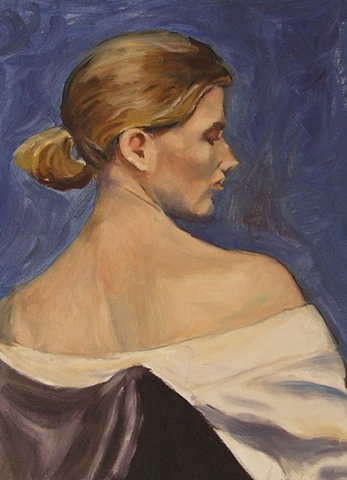 Portrait of a young woman from the back