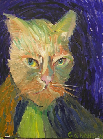 Surrealistic version of Vincent Van Gogh self portrait as a cat