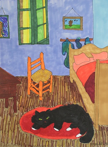 Van Gogh's cat waiting for him to return home