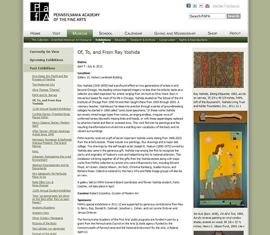 Of, To, and From Ray Yoshida
Pennsylvania Academy of Fine Arts
Philadelphia, PA
April 7 to July 8