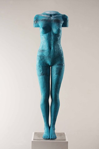 A recently completed cast aluminum female figure by Dan Corbin has a unique titanium dioxide patina.