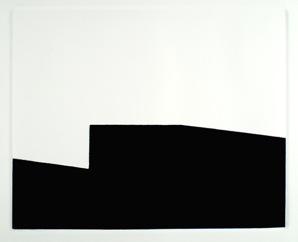 black and white minimal architectural monotype by Robin Sherin