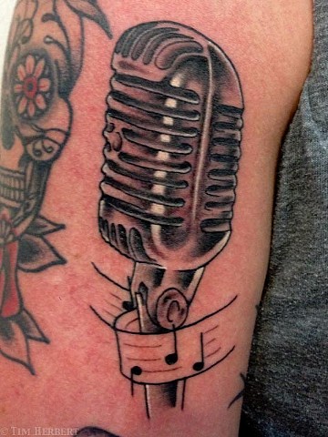 microphone Tattoo by Jay Carter, 8th Day Tattoo, Jacksonville, Florida USA