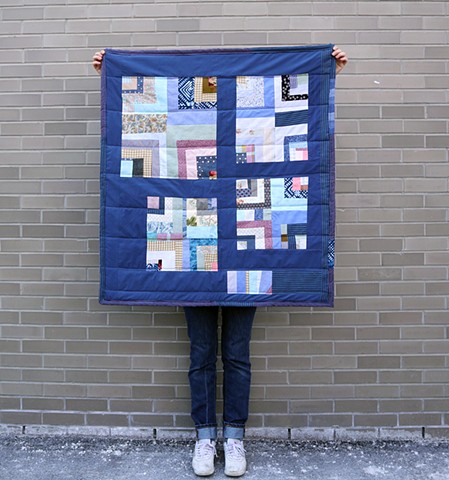Recycled Patchwork Quilt, 36" x 40"