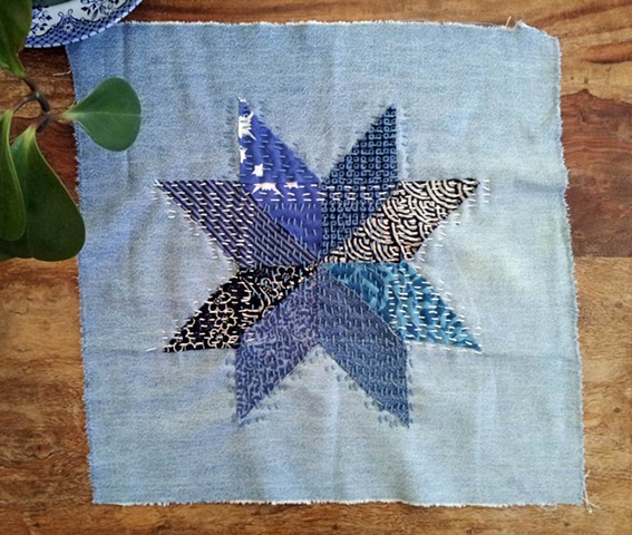 Sashiko Stitched Quilt square