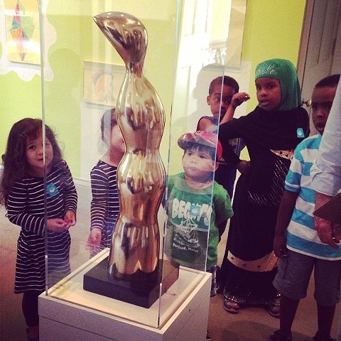 PMA Family Space: The collection object is installed at the height of a ten year old visitor to see eye to eye. 