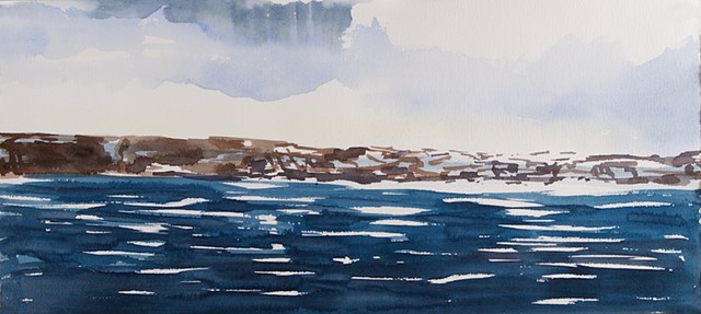 Seascape watercolor landscape