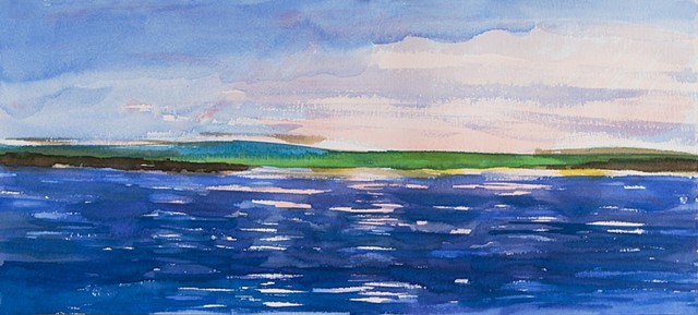 Seascape watercolor landscape