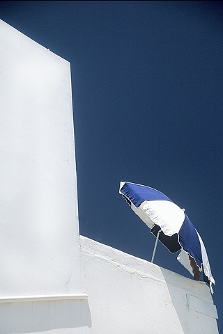 Blue and White Umbrella, Santorini