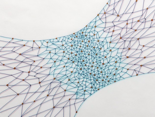 Colorful ink drawing of a stretched net