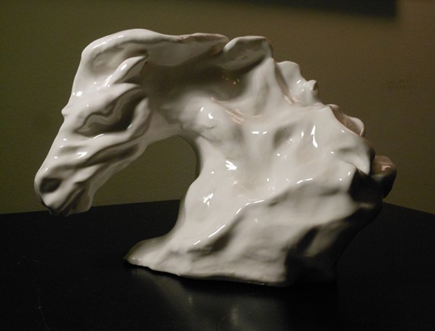 white horse head abstracted ceramic