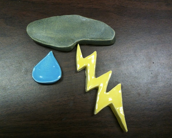 Set of 3: Thunder, Lightning, and Rain
